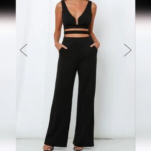 Fashion Nova Black Letting You Know Cut Out Jumpsuit S NWT
